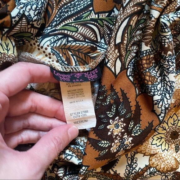 Love Me Kiss Me - floral boho bohemian A-line skirt - fall brown - medium m - Picture 4 of 4